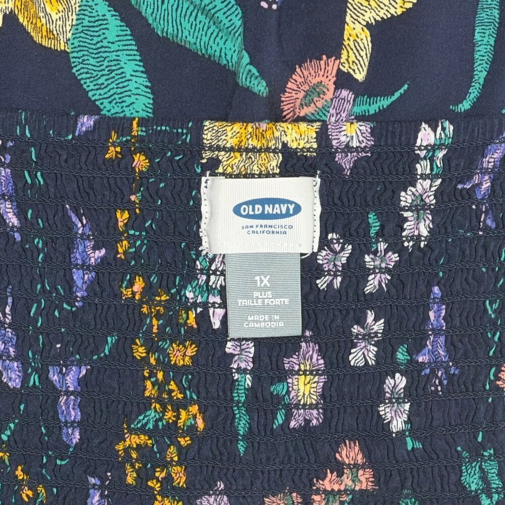 Old Navy Navy Blue Floral Sleeveless Ruffle Hem Midi Dress - Size XL - Picture 6 of 7